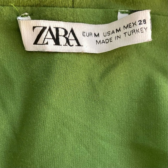 ZARA Bodysuit Long Sleeve Foldover Top Bright Olive Green Silky Smooth Stretch - Picture 7 of 15